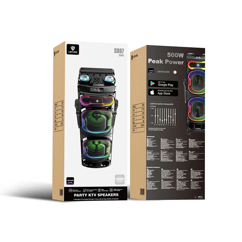 Lenyes S887 مكبر صوت بلوتوث 5.3 | TWS | مايكروفون مزدوج | إضاءة RGB | Wireless Speaker with Dual Mic