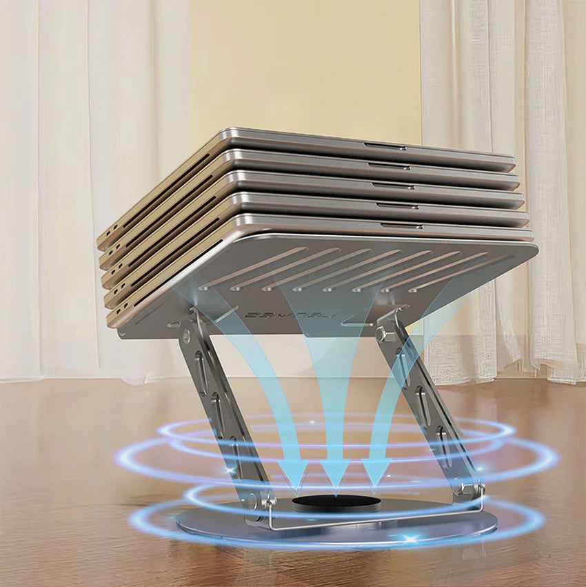 حامل كمبيوتر محمول Lenyes CR190 قابل للطي دوران 360 درجة تهوية فولاذ 10-17 بوصة | Lenyes CR190 Foldable Laptop Stand 360 Rotation Ventilated Carbon Steel 10-17 inch