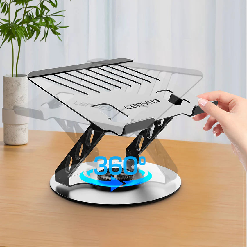 حامل كمبيوتر محمول Lenyes CR190 قابل للطي دوران 360 درجة تهوية فولاذ 10-17 بوصة | Lenyes CR190 Foldable Laptop Stand 360 Rotation Ventilated Carbon Steel 10-17 inch