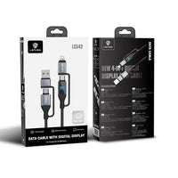 كابل شحن Lenyes LC542 شاشة رقمية 4 في 1 قدرة 100W منافذ USB-A وType-C وLightning نايلون 1متر | Lenyes LC542 4-in-1 Charging Cable 100W Digital Display USB-A Type-C Lightning Nylon 1M