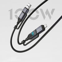 كابل شحن Lenyes LC542 شاشة رقمية 4 في 1 قدرة 100W منافذ USB-A وType-C وLightning نايلون 1متر | Lenyes LC542 4-in-1 Charging Cable 100W Digital Display USB-A Type-C Lightning Nylon 1M