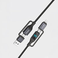 كابل شحن Lenyes LC542 شاشة رقمية 4 في 1 قدرة 100W منافذ USB-A وType-C وLightning نايلون 1متر | Lenyes LC542 4-in-1 Charging Cable 100W Digital Display USB-A Type-C Lightning Nylon 1M