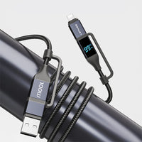 كابل شحن Lenyes LC542 شاشة رقمية 4 في 1 قدرة 100W منافذ USB-A وType-C وLightning نايلون 1متر | Lenyes LC542 4-in-1 Charging Cable 100W Digital Display USB-A Type-C Lightning Nylon 1M