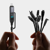 كابل شحن Lenyes LC542 شاشة رقمية 4 في 1 قدرة 100W منافذ USB-A وType-C وLightning نايلون 1متر | Lenyes LC542 4-in-1 Charging Cable 100W Digital Display USB-A Type-C Lightning Nylon 1M