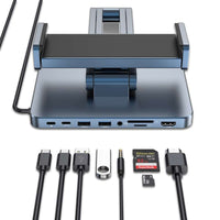 حامل تابلت ويوو AH801 مصنوع من الالمنيوم لحجم 13 انش مع موزع يو اس بي | WIWU AH801 For iPad 13-inch Aluminum Alloy Folding Tablet Bracket with USB Hub