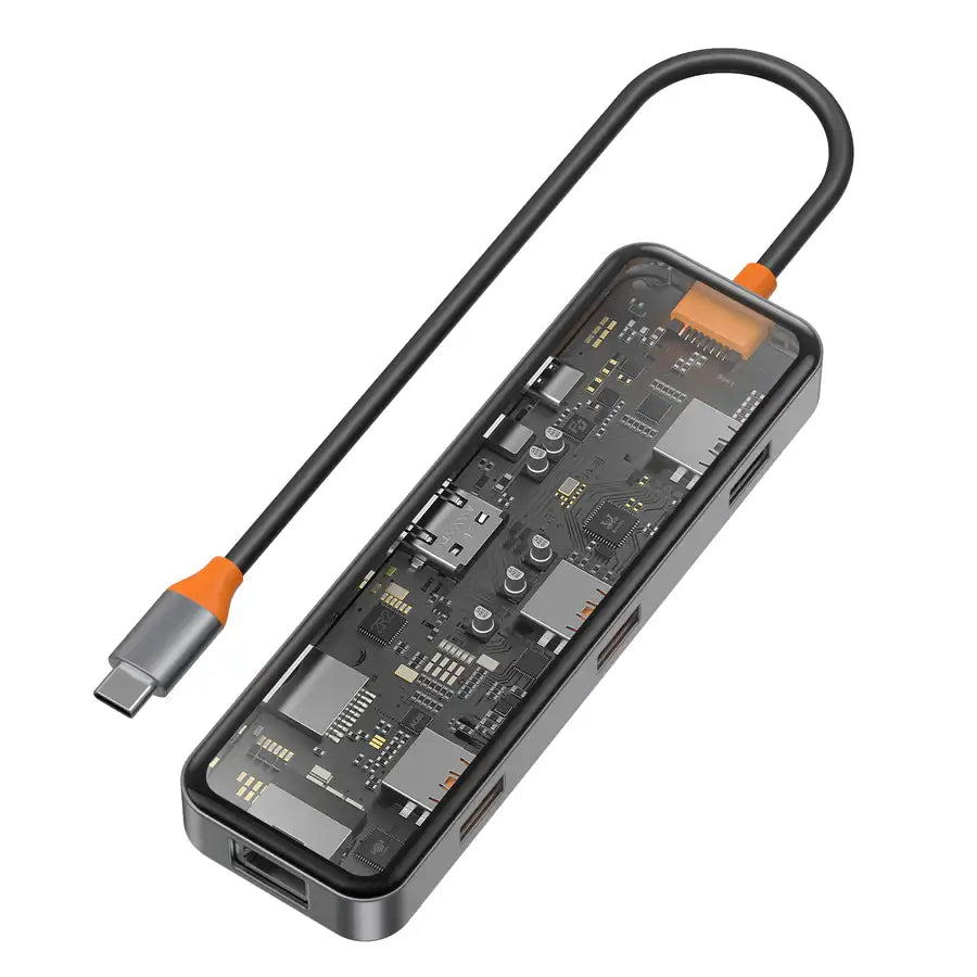 محول ويوو سايبر 8 في 1 بمنفذ تايب سي مع شحن سريع بقدرة 100 واط | WiWU CB008 Cyber 8 in 1 Type-C Hub 100W Charging
