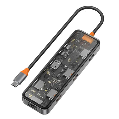 محول ويوو سايبر 8 في 1 بمنفذ تايب سي مع شحن سريع بقدرة 100 واط | WiWU CB008 Cyber 8 in 1 Type-C Hub 100W Charging