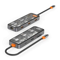 محول ويوو سايبر 8 في 1 بمنفذ تايب سي مع شحن سريع بقدرة 100 واط | WiWU CB008 Cyber 8 in 1 Type-C Hub 100W Charging