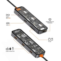 محول ويوو سايبر 8 في 1 بمنفذ تايب سي مع شحن سريع بقدرة 100 واط | WiWU CB008 Cyber 8 in 1 Type-C Hub 100W Charging