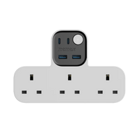 وصلة كهربائية موماكس جارج ورك فلو على شكل حرف T ب 3 منافذ AC ومنافذ يو اس بي | Momax Charge Work Flow T-Shaped Extension 3 Socket with USB