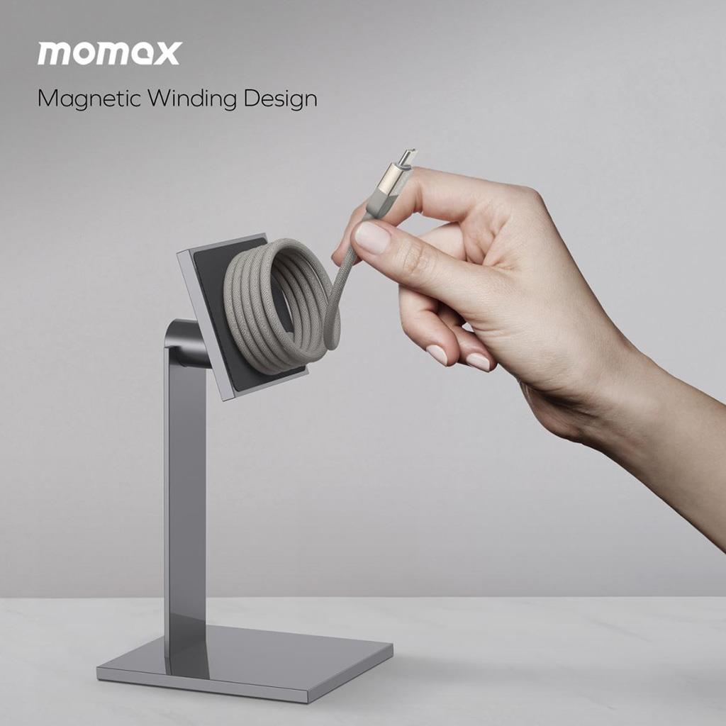 Kabloya Magnetîk a USB-C bo USB-C ya Momax Mag Link 100W, 1m - Kabloya Magnetîk a Momax Mag Link, USB-C bo USB-C, Şarjkirina Bilez 100W, Dirêjahiya 1m
