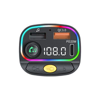 WiWU Wi-QC031 Bluetooth 5.3 Car FM Transmitter with RGB Lights & 38W Fast Charging | شاحن سيارة بلوتوث 5.3 مع إضاءة RGB وشحن سريع 38 واط