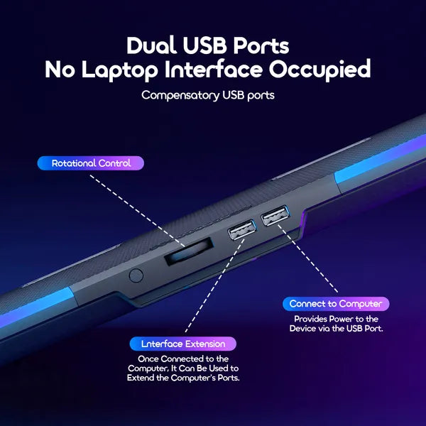 مبرد لابتوب Oraimo ChillDock بمنفذي USB مزدوجين – قاعدة تبريد هادئة ومتوافقة مع معظم أجهزة اللابتوب | Oraimo ChillDock Laptop Cooler with Dual USB Ports – Quiet Cooling Pad for Most Laptops