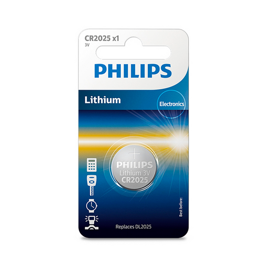 بطارية ليثيوم CR2025 3 فولت قطعة واحدة فيليبس CR2025L/40 | Philips CR2025L/40 CR2025 3V Lithium Coin Battery 1 Pack — CR2025L/40