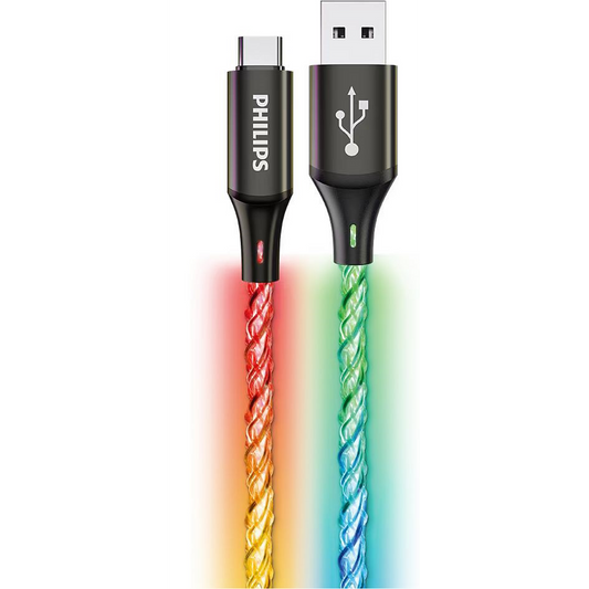 كابل شحن USB-A إلى USB-C حتى 3 أمبير 1.2 متر فيليبس DLC5140A/00 | Philips DLC5140A/00 USB-A to USB-C Charging Cable — DLC5140A/00