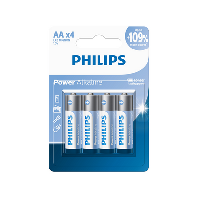 بطاريات AA Extra Power عبوة 4 قطع فيليبس LR6P4B/40 | Philips LR6P4B/40 Extra Power AA Batteries 4 Pack — LR6P4B/40