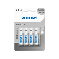 بطاريات AA Standard عبوة 4 قطع فيليبس R6G4B/40 | Philips R6G4B/40 Standard AA Batteries 4 Pack