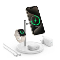 حامل وشاحن لاسلكي انكر ماج جو 3 في 1 بقدرة شحن 15 واط | Anker MagGo 15W 3-in-1 Charging Stand, Qi2 Certified Wireless Charger for iPhone