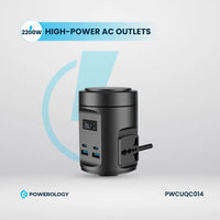 محطة شحن باورولوجي ماج سيف بقوة 65 واط وشحن لاسلكي - اسود | Powerology MagSafe Power Hub PD 65W – Black