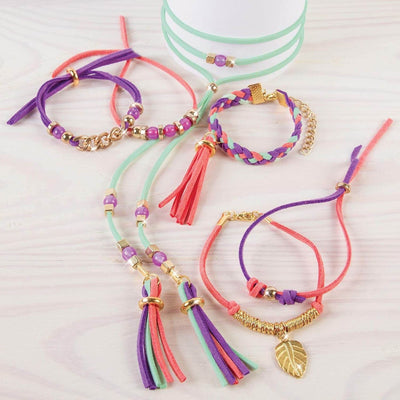 ميك إت ريل أساور غولد لينك بالخيوط الناعمة | Make It Real Gold-Link Suede Bracelets