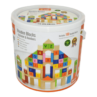 Viga Alphabet & Number Wooden Blocks 100 Pieces