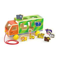 Viga Pull Along Animal Shape Sorter Truck