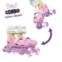 Yvolution Neon Combo 2-in-1 Skates US Size 3–6 Rainbow