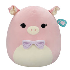 سكويشمالوز هيتي الخنزيرة الوردية 51 سم | Squishmallows Hettie Pink Pig with Purple Bow Tie 20-Inch Plush