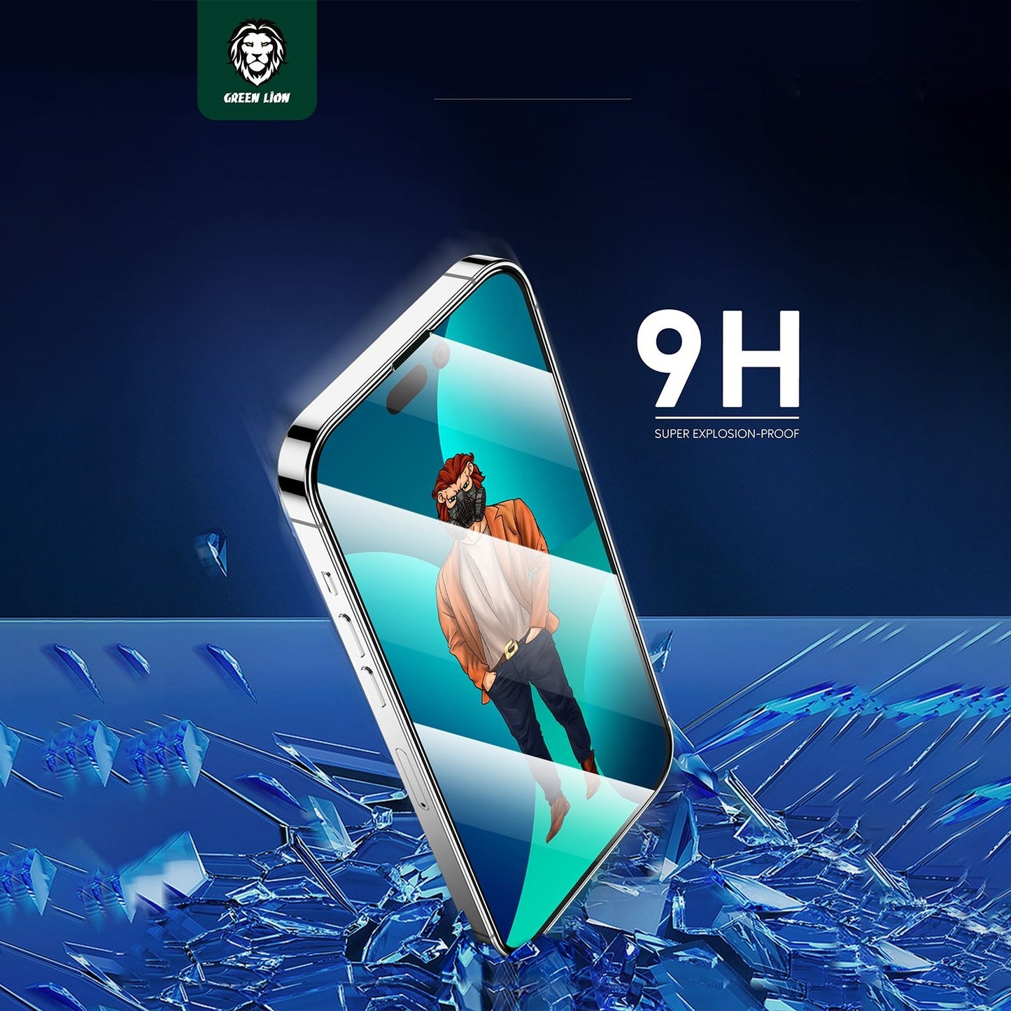 واقي شاشة زجاجي Green Lion 3D Desert لآيفون 14 برو - شفاف