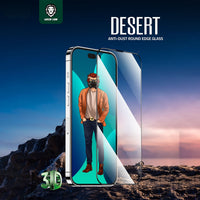 واقي شاشة زجاجي Green Lion 3D Desert لآيفون 14 برو - شفاف