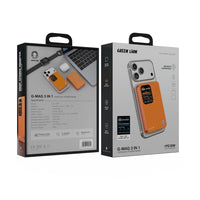 Green Lion G-Mag 3 in 1 Power Bank 10000mAh PD 20W MagSafe – Orange | باور بانك جرين لايون G-Mag 3 في 1 10000ماه PD 20 وات MagSafe برتقالي
