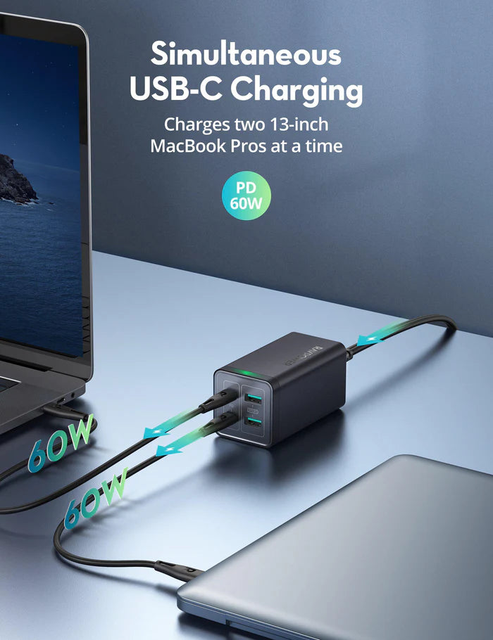 Îstasyona Şarjkirina USB ya Sermaseyê ya RAVPower 120W 4-Port (2 Type-C, 2 USB) 