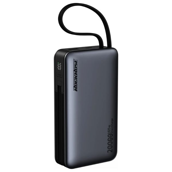 باور بانك 20000 ملّي أمبير 65 واط بكابلات مدمجة روك روز RRPB62 | RockRose Powerlink G65 20000mAh 65W Power Bank