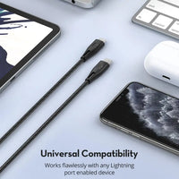 كيبل راف باور CB1017 يو اس بي سي الى لايتننغ بطول 1.2 متر - اسود | RAVPower RP-CB1017 Type-C to Lightning Cable 1.2m Nylon - Black