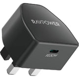 شاحن جداري راف باور GaN بقدرة 30 واط RP-PC1078 - اسود | Ravpower Wall Charger GaN 30W RP-PC1078 1C-Black