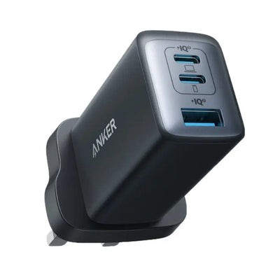 شاحن انكر باور بورت 3 بمنفذين تايب سي ومنفذ يو اس بي اي وبقدرة شحن 65 واط - اسود | Anker PowerPort III 3-Ports 2 USB-C and USB-A Charger 65W – Black