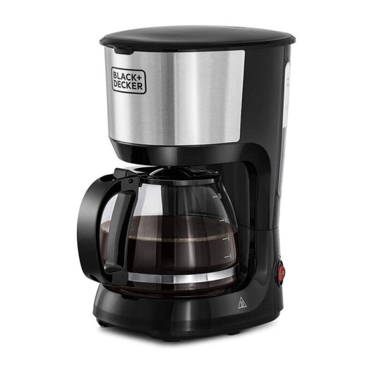 آلة صنع القهوة بلاك اند ديكر بقدرة 750 واط و سعة 1.25 لتر لتجربة قهوة مثالية - اسود و فضي | Black+Decker 750W 10-Cup Drip Coffee Maker 1.25L - Black & Silver