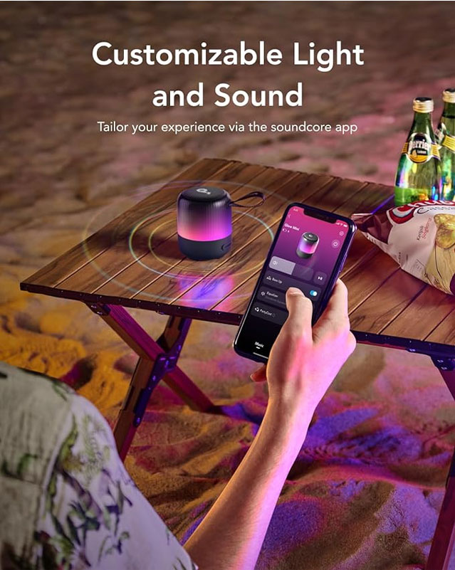سبيكر أنكر ساوندكور جلو ميني - اسود | Anker Soundcore Glow Mini Speaker -  Black