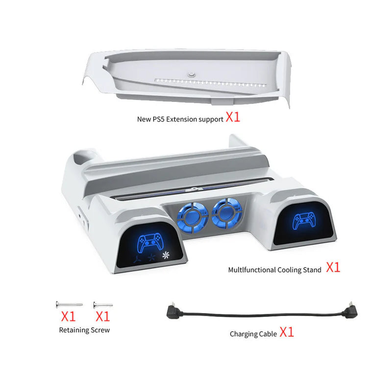 قاعدة تبريد وشحن متعددة الوظائف - Dobe TP5-3532 Multifunctional Cooling & Charging Stand - For PS5/Slim/Pro - White