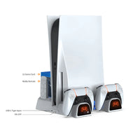 قاعدة تبريد وشحن متعددة الوظائف - Dobe TP5-3532 Multifunctional Cooling & Charging Stand - For PS5/Slim/Pro - White