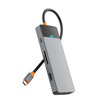 محول ويوو لينكر 9 في 1 بمنفذ تايب سي مع قارئ بطاقات SD/TF  - رمادي | WiWU Linker 921 9 in 1 Type-C Hub Laptop Adapter with SD/TF Card Reader – Gray