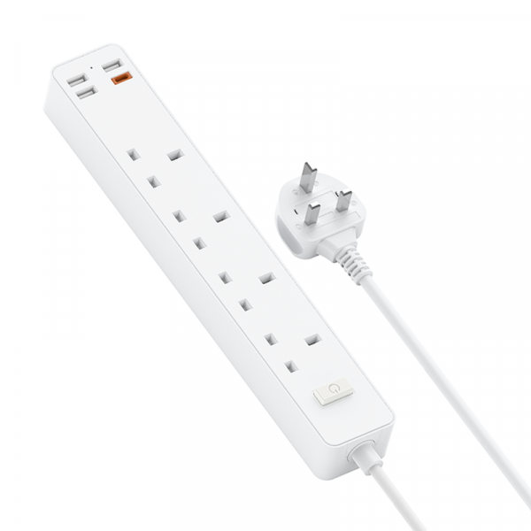 Soketa Pirîta Hêzê ya WiWU U01 bi 4 AC û 3 USB 20W PD - Pirîta Hêzê ya WiWU 20W bi USB-C û 3 Portên USB