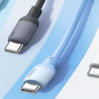 كيبل يوجرين USB-C إلى USB-C سيليكون شحن سريع أزرق 1م للابتوب والهواتف | UGREEN USB-C to USB-C Silicone Fast Charging Cable Blue 1M