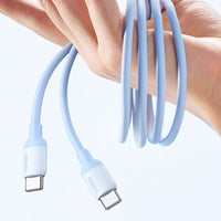 كيبل يوجرين USB-C إلى USB-C سيليكون شحن سريع أزرق 1م للابتوب والهواتف | UGREEN USB-C to USB-C Silicone Fast Charging Cable Blue 1M