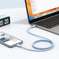 كيبل يوجرين USB-C إلى USB-C سيليكون شحن سريع أزرق 1م للابتوب والهواتف | UGREEN USB-C to USB-C Silicone Fast Charging Cable Blue 1M