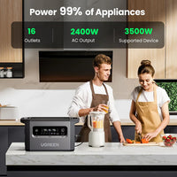 محطة طاقة محمولة يو جرين بسعة 2048 واط/ساعة وبقدرة 2300 واط مع شحن شمسي | Ugreen Portable Power Station LiFePO4 Battery Solar Generator - 2300W 2048Wh