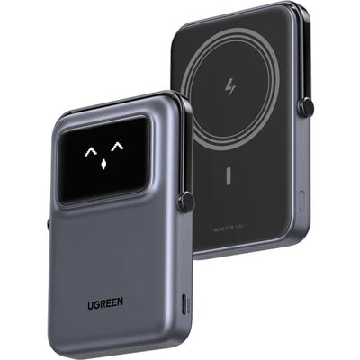 بنك طاقة UGREEN Robot مغناطيسي لاسلكي 10000mAh 20W مع حامل | UGREEN 10000mAh Mini Magnetic Wireless Robot 20W Power Bank With Holder