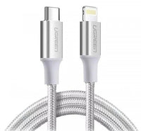 كابل Ugreen من Type-C إلى Lightning شحن سريع 3A فضي 2 متر - UGREEN USB-C to Lightning PD Fast Charging 3A Max 2m - Silver