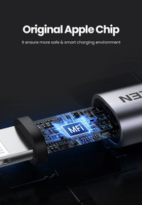 كابل Ugreen من Type-C إلى Lightning شحن سريع 3A فضي 2 متر - UGREEN USB-C to Lightning PD Fast Charging 3A Max 2m - Silver
