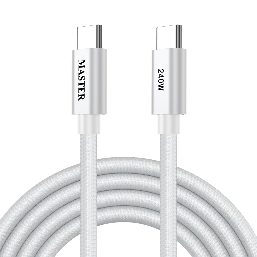 كيبل ماستر مظفر تايب سي الى تايب سي بقدرة شحن 240 واط وطول 1.2 متر | Master Braided 240W Cable USB-C to USB-C 1.2M